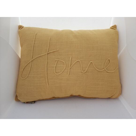 PILLOW-DEVI DESIGNS-Gold-"HOME" Embossed-17 in x 12 in-No Zipper-Throw Pillow - Picture 8 of 12